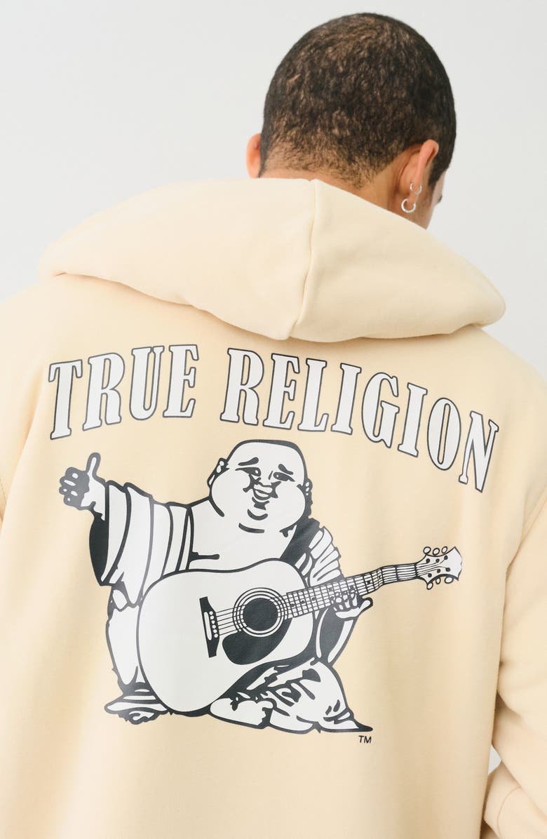True Religion Buddha Faux Shearling Hoodie, Alternate, color, Fog