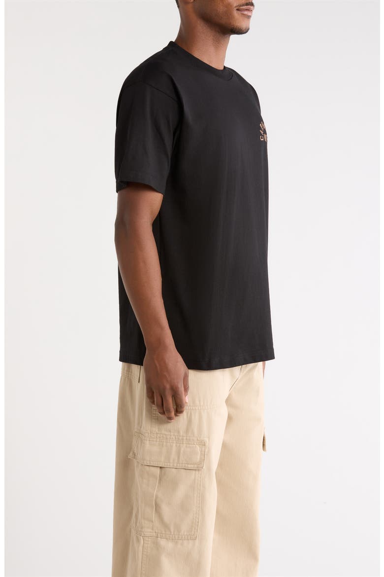 Arch Script Loose Fit Embroidered Organic Cotton T-Shirt, Alternate, color, BLACK / WIP H BROWN