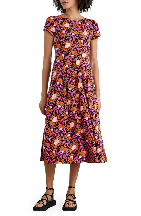 Wild Bouquet Jersey Print Midi Dress