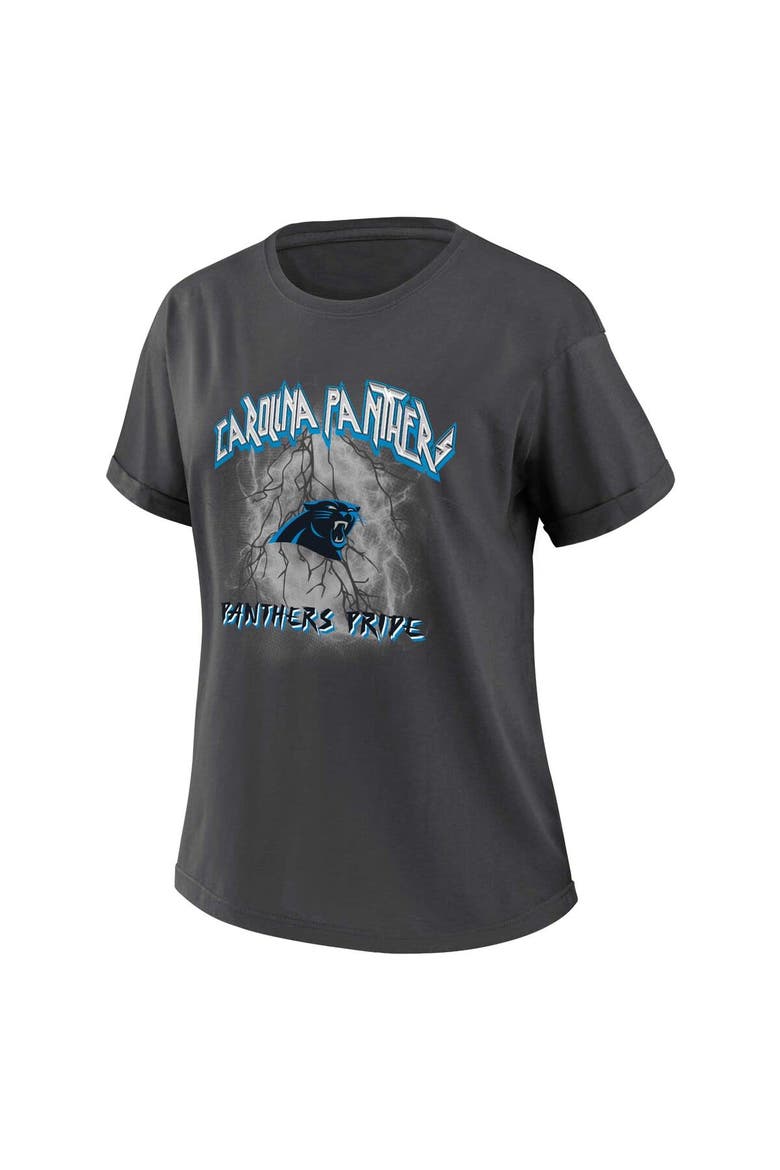 Women's WEAR by Erin Andrews Charcoal Carolina Panthers Boyfriend T-Shirt, Alternate, color, Charcoal