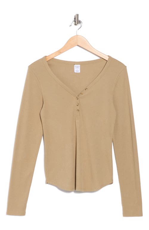 Melrose And Market Long Sleeve Henley In Brown