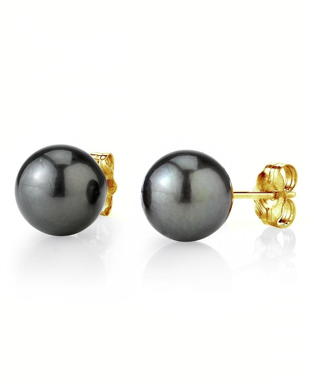 The Pearl Source 10mm Tahitian South Sea Round Pearl Stud Earrings In Yellow Gold