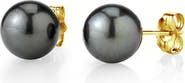 The Pearl Source Tahitian South Sea Round Pearl Stud Earrings 9mm