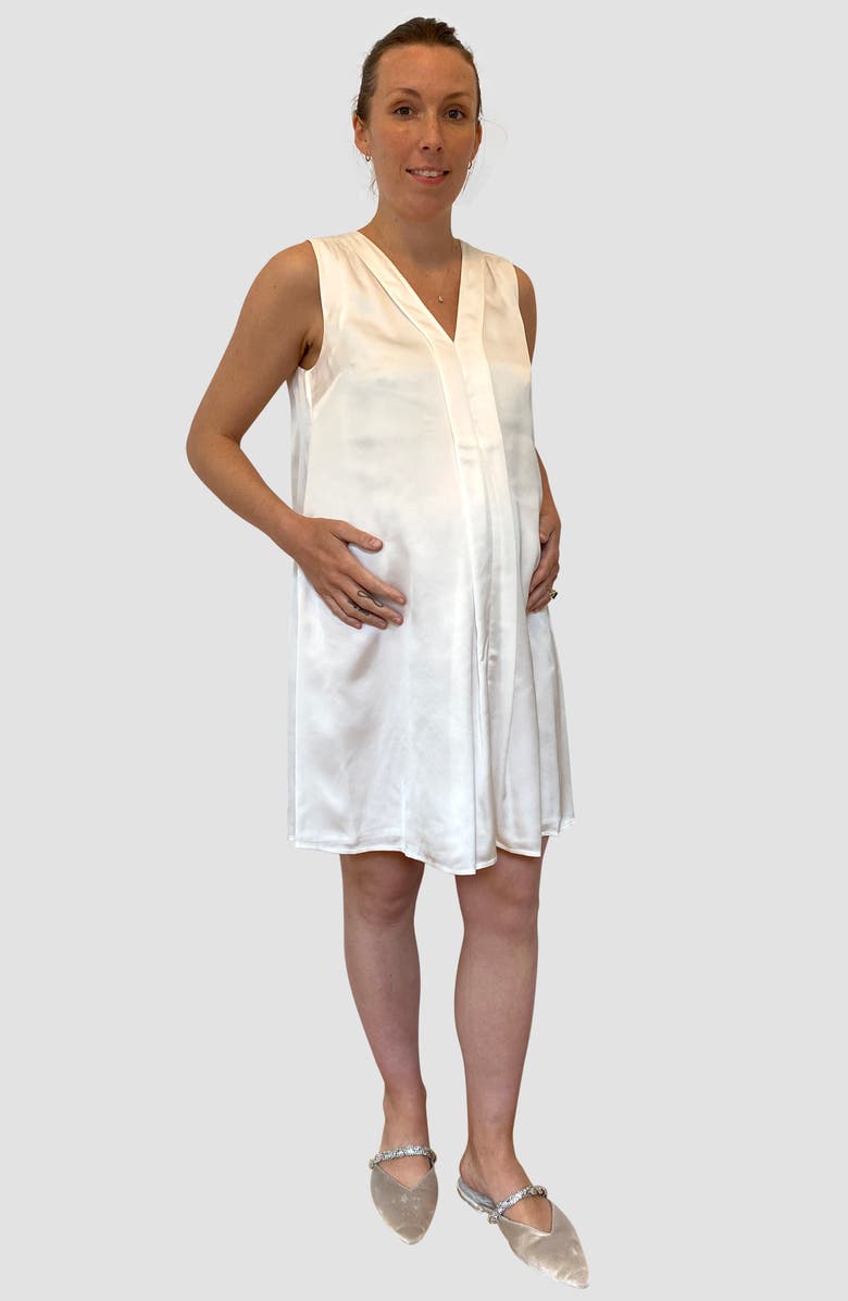Emilia George Cecilia Maternity/Nursing Dress, Alternate, color, Satin White