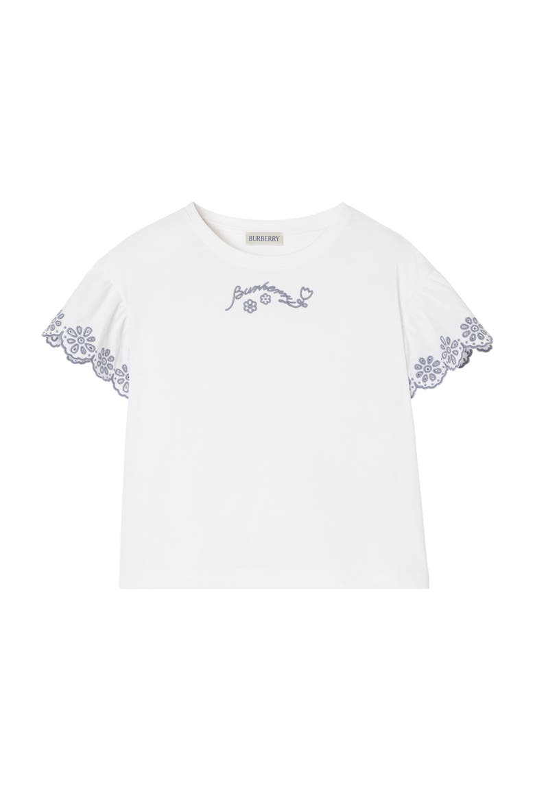 Broderie Anglaise Cotton T-shirt, Main, color, White