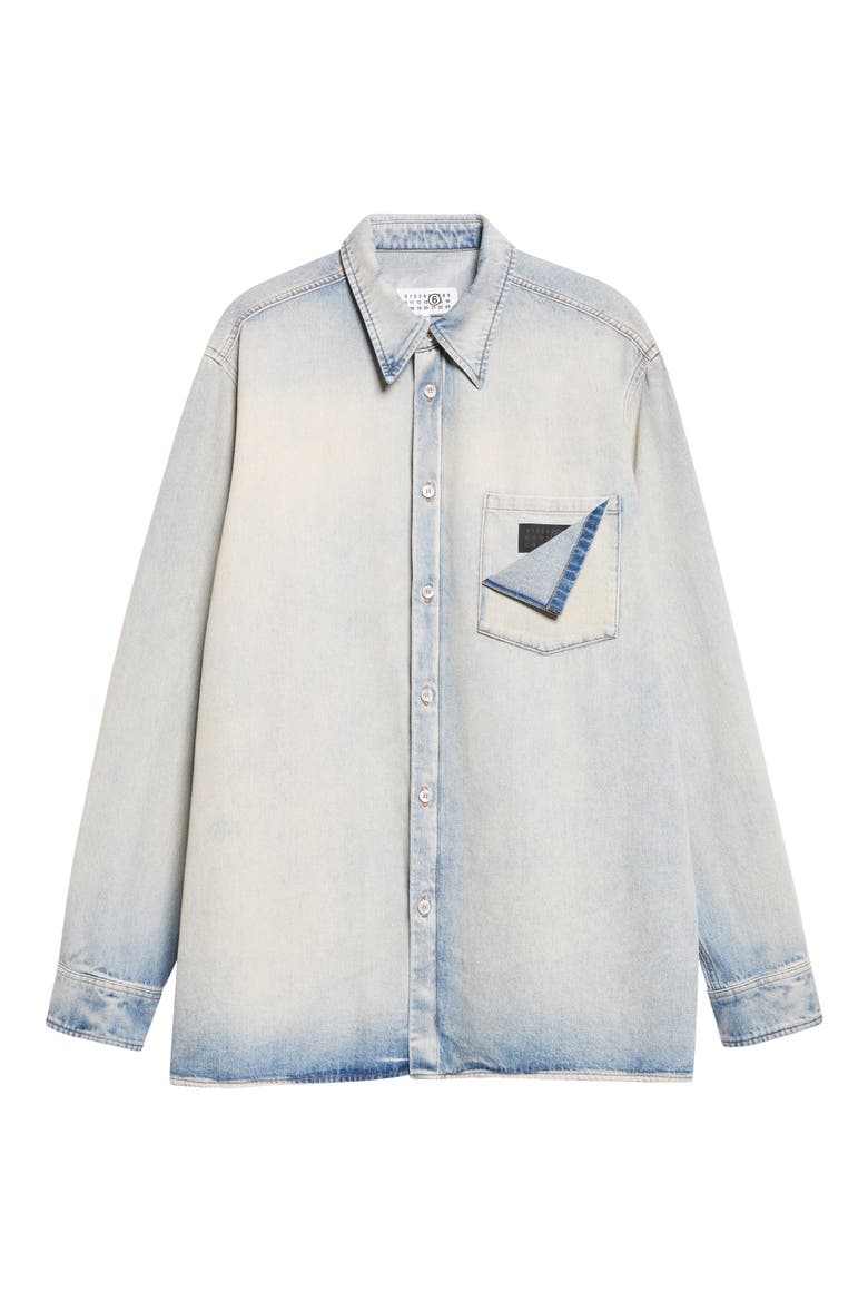 Denim Long Sleeve Shirt, Main, color, LIGHT BLUE