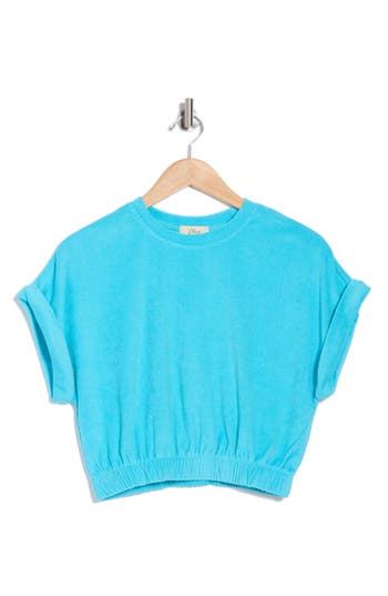 Elan Elastic Hem Cover-up Crop Top