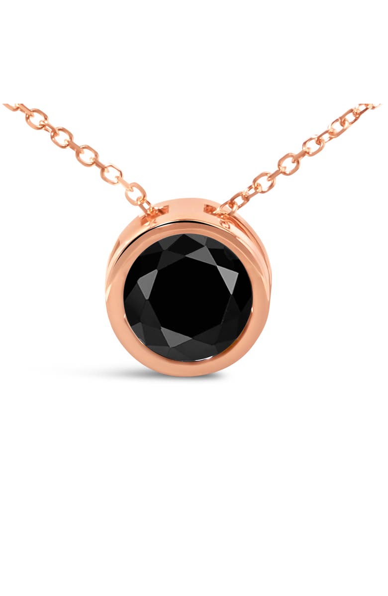 Haus of Brilliance 14K Rose Gold 3 1/2 Cttw Bezel-Set Black Diamond Solitaire Pendant Necklace, Alternate, color, Pink