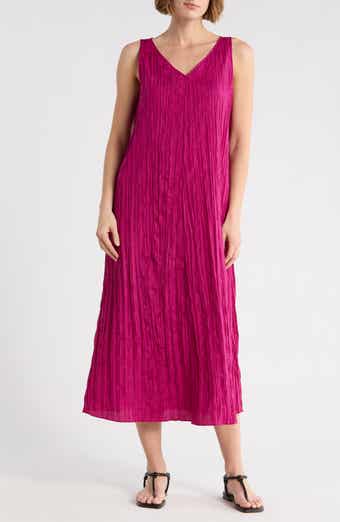Eileen Fisher Pleated Silk Midi Dress