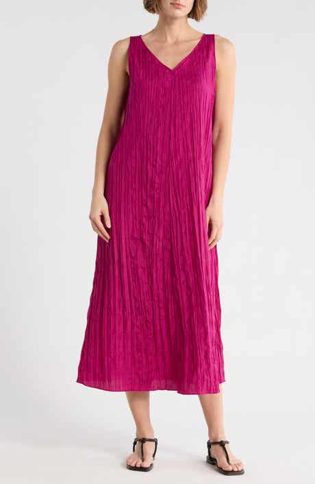 Eileen Fisher Pleated Silk Midi Dress