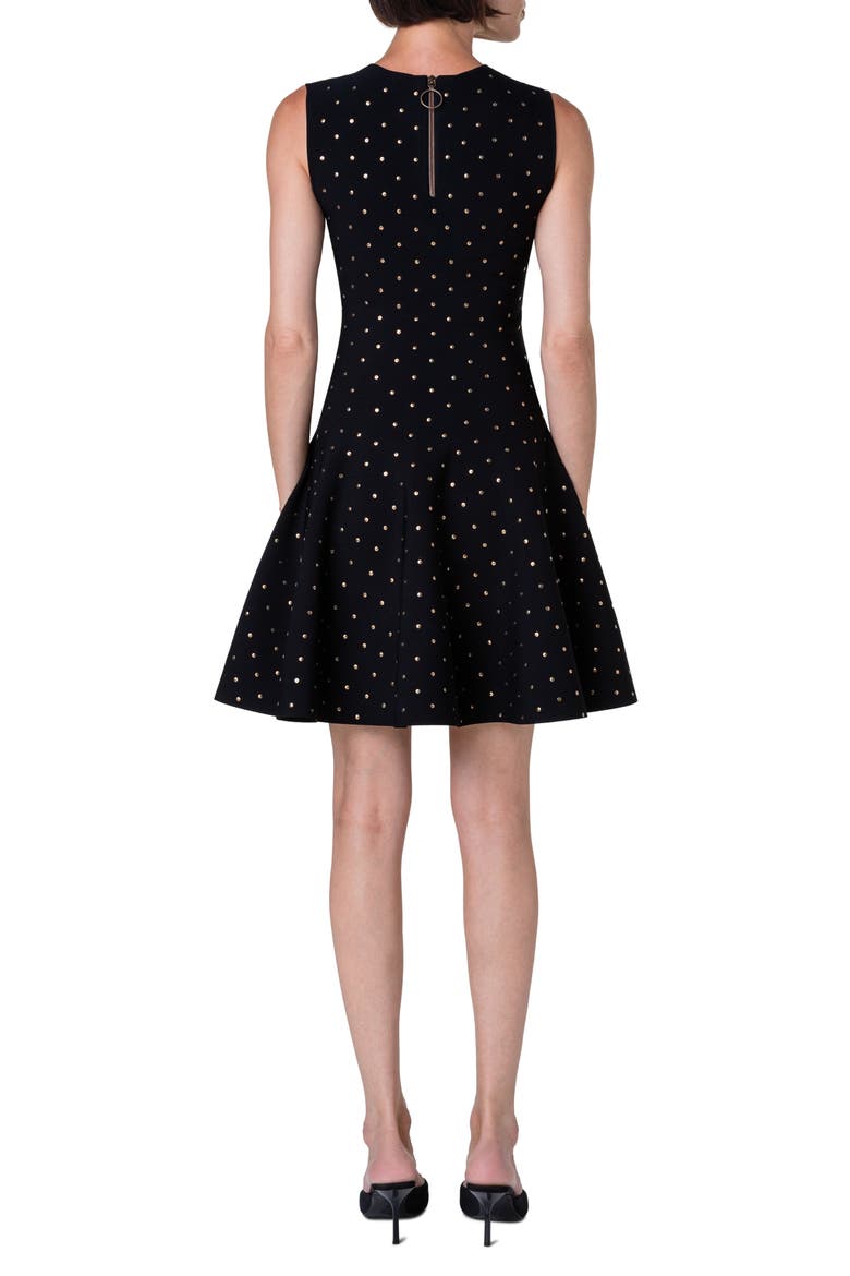 Stud Detail Sleeveless Fit & Flare Dress, Alternate, color, BLACK