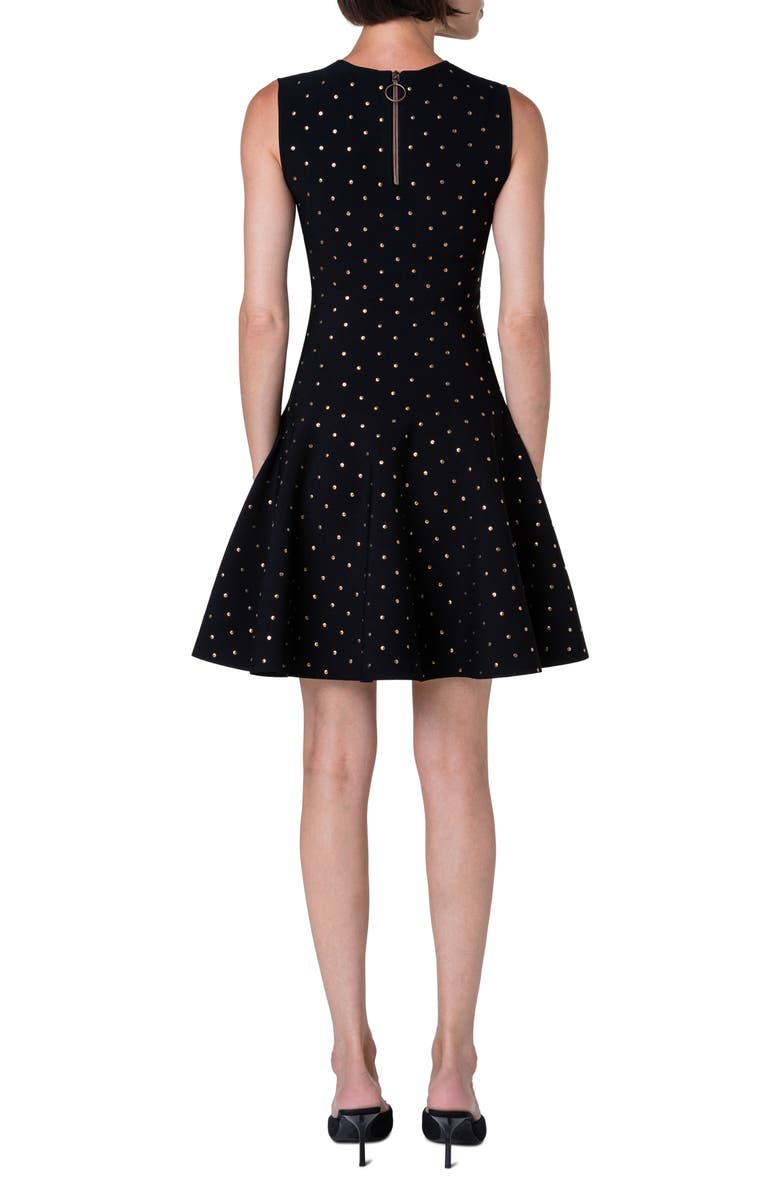 Akris punto Stud Detail Sleeveless Fit & Flare Dress, Alternate, color,