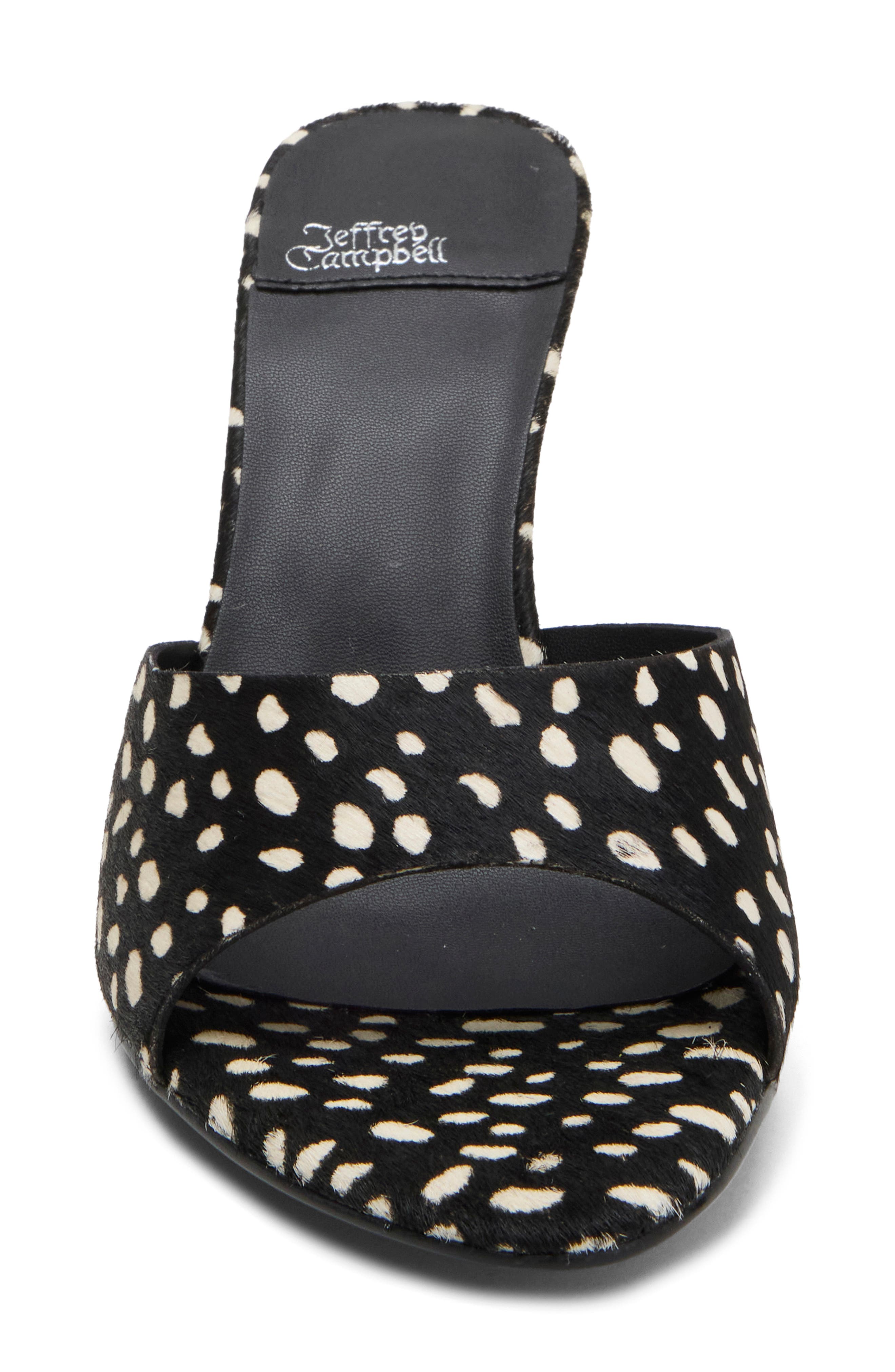 Agent-F Calf Hair Mule Sandal, Alternate, color, BLACK WHITE DOT