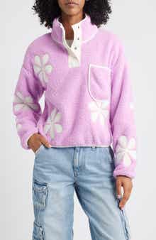 Thread & Supply Flower Patch Faux Shearling Pullover