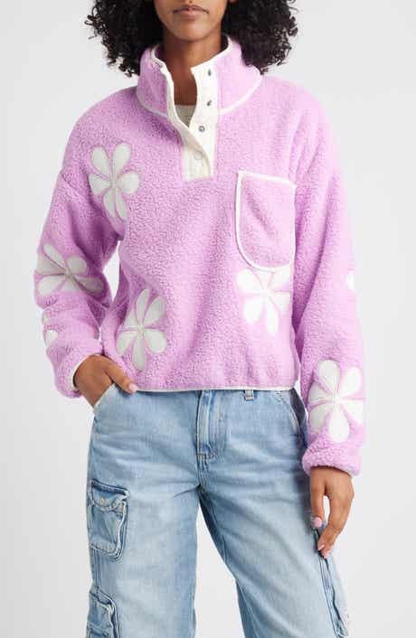 Thread & Supply Flower Patch Faux Shearling Pullover