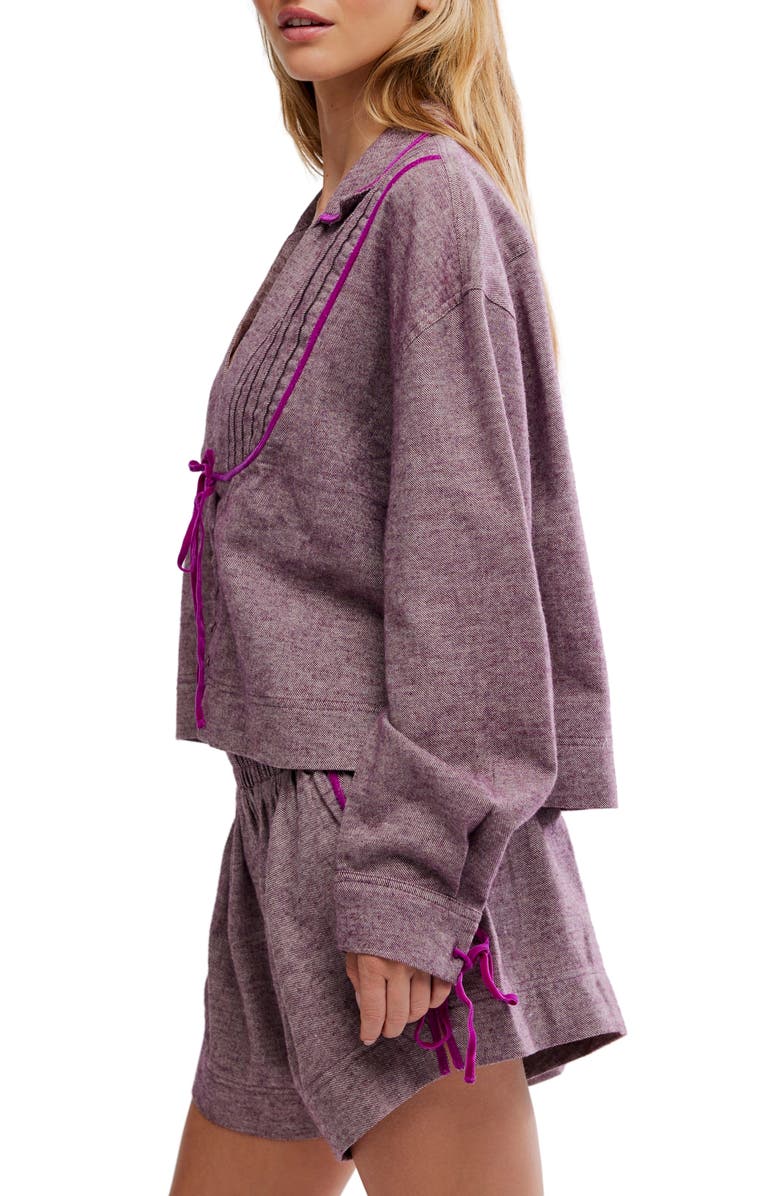 Free People Close to Home Cotton Flannel Short Pajamas, Alternate, color, Cactus Flower