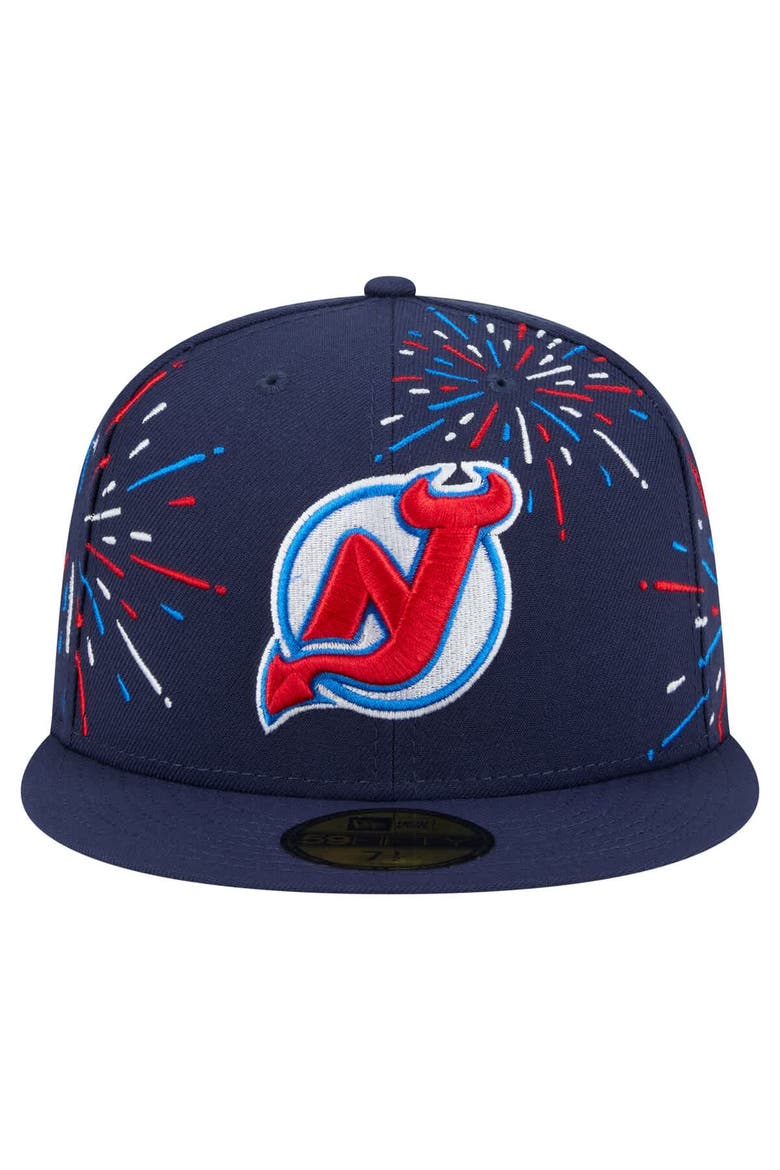 Men's New Era  Navy New Jersey Devils Americana Fireworks 59FIFTY Fitted Hat, Alternate, color, Navy