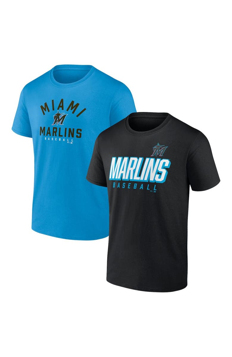 FANATICS Men's Fanatics Branded Black/Blue Miami Marlins Player Pack T-Shirt Combo Set, Main, color, 