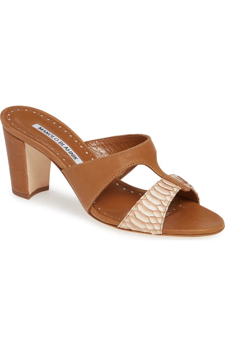 Manolo Blahnik Jedjulul Genuine Snakeskin Slide Sandal, Main, color,