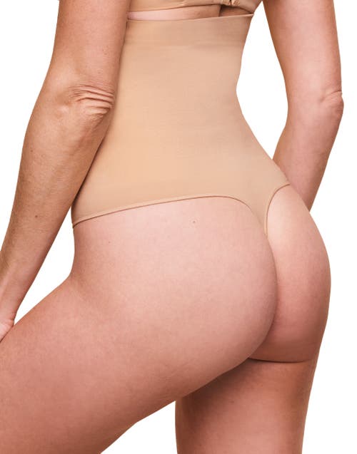 Adore Me Riya High-waisted Smoothing Thong In Light Beige