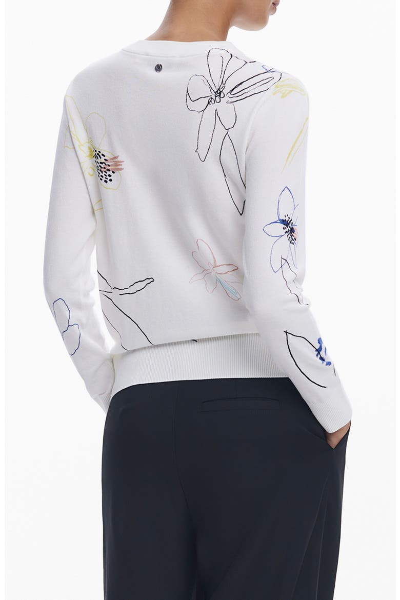 Floral Crewneck Sweater, Alternate, color, WHITE