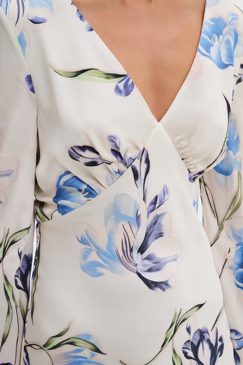 Carolina Flared Sleeve Satin Maxi Dress, Alternate, color, Tulip Blue