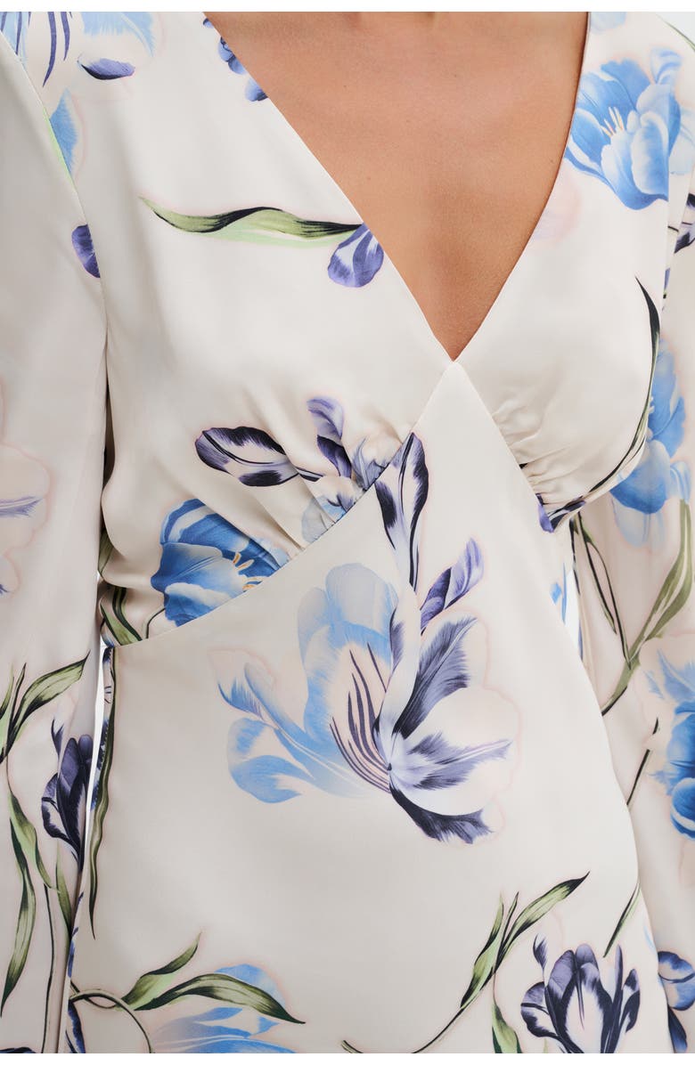 Malina Carolina Flared Sleeve Satin Maxi Dress, Alternate, color, Tulip Blue