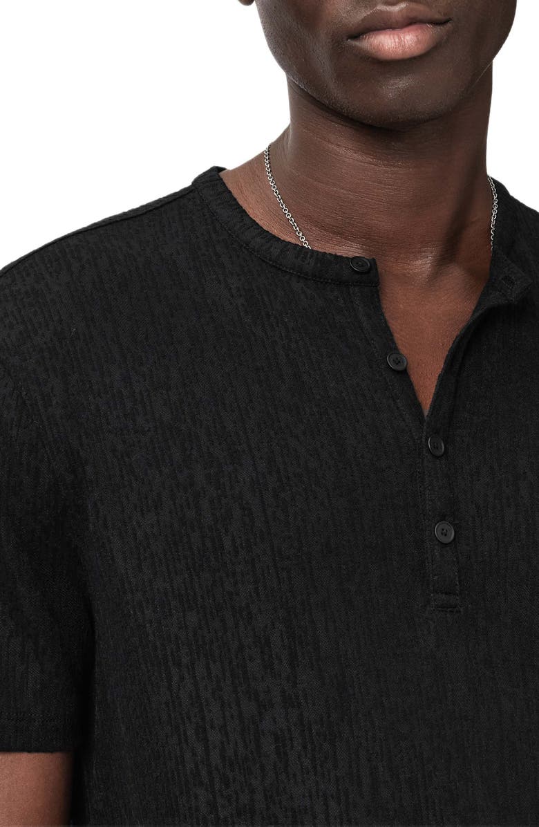 John Varvatos Egon Texture Knit Short Sleeve Henley, Alternate, color, Black