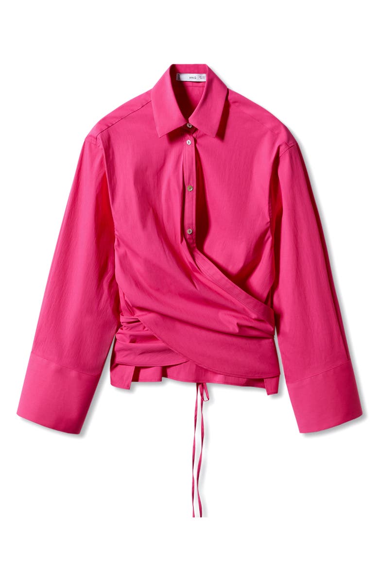 MANGO Tie Back Wrap Shirt, Alternate, color, 