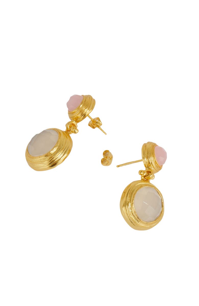 Ottoman Hands Lilis Rose Quartz and White Chalcedony Drop Earring, Alternate, color, Gold