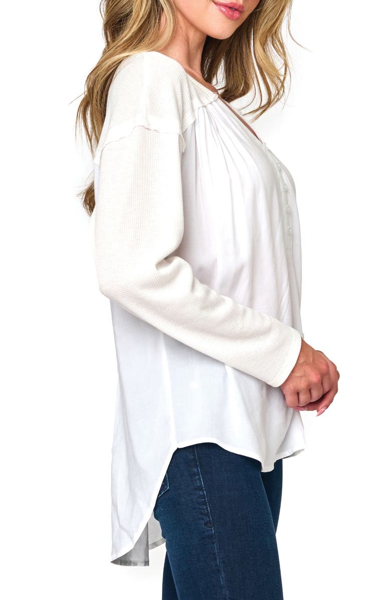 GIBSONLOOK Gemma Mix Media Henley, Alternate, color, White