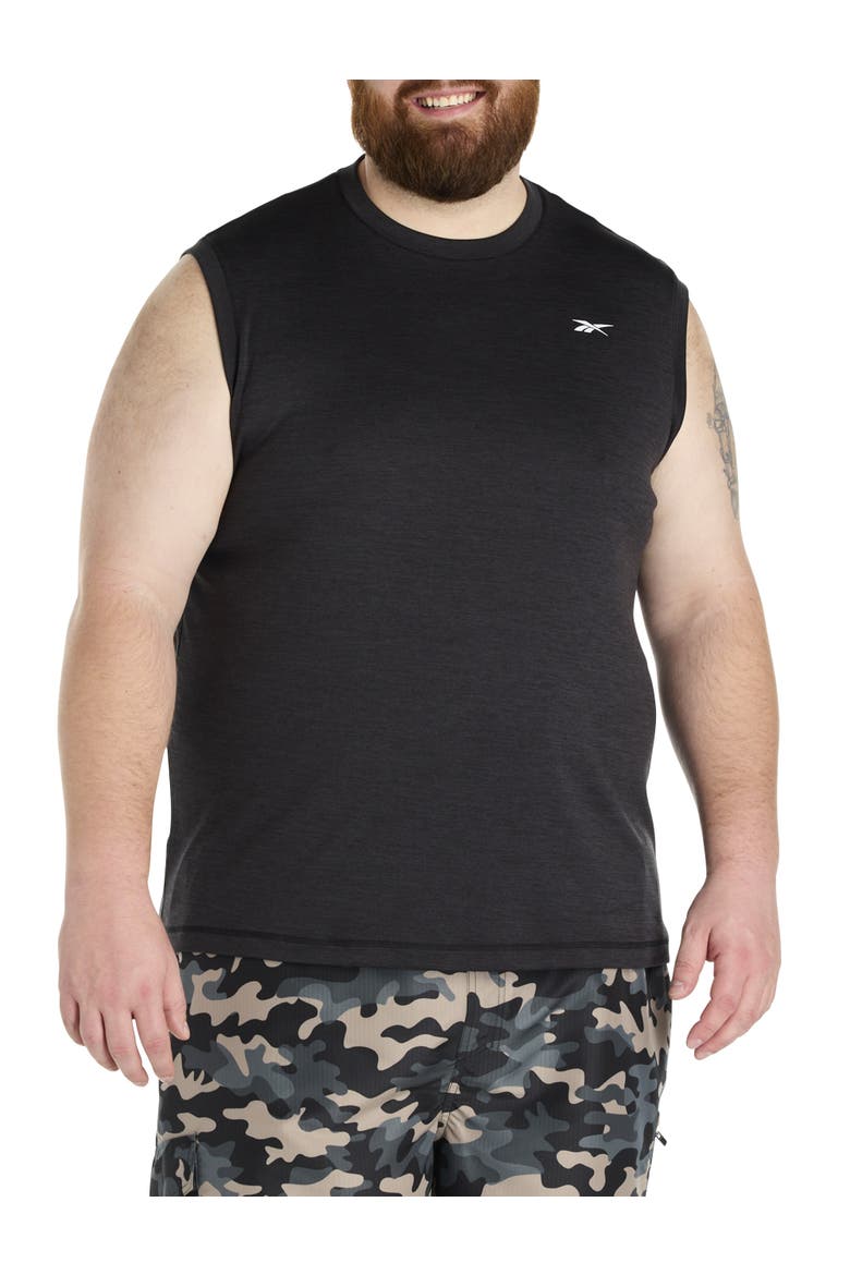 Big & Tall Performance Melange Sleeveless Shirt, Main, color, BLACK