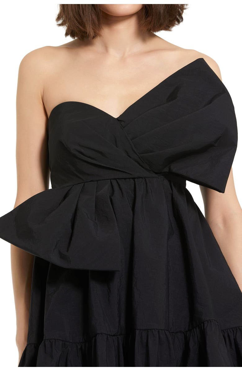 Mac Duggal Faille Strapless Twist Bow Mini Dress, Alternate, color, Black