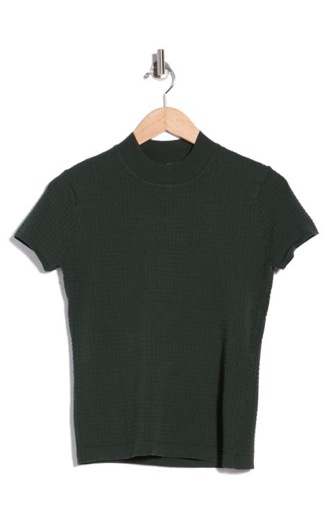 Mock Neck Short Sleeve Knit Sweater