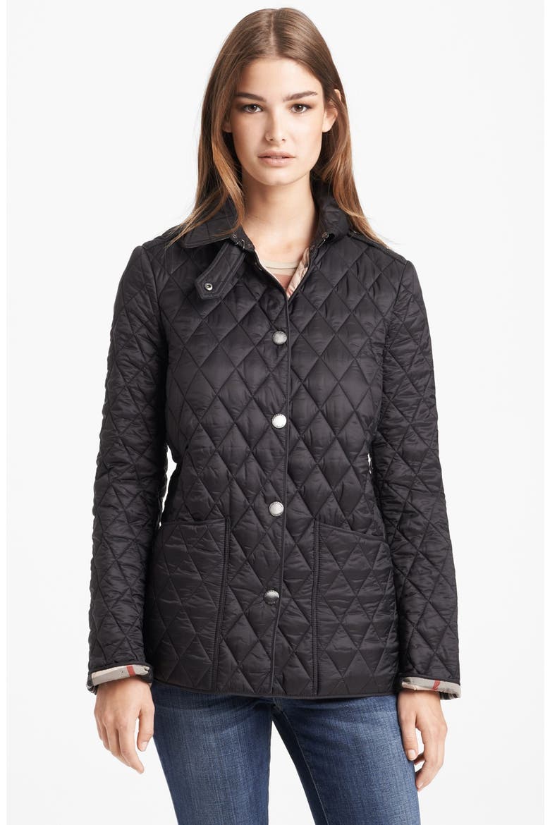 'Pirmont' Quilted Jacket, Main, color, BLACK