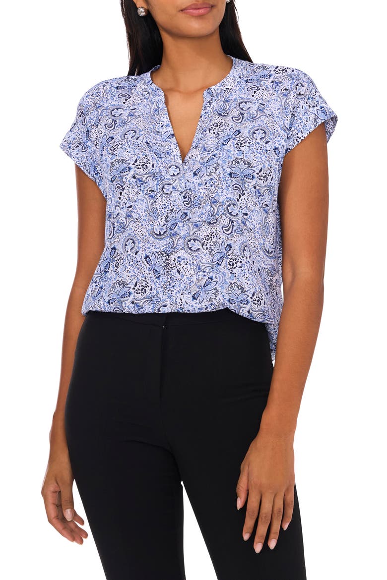 Split Neck Georgette Blouse, Main, color, LUCENT WHITE