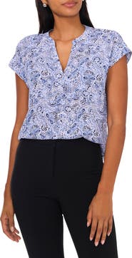 Chaus Split Neck Georgette Blouse