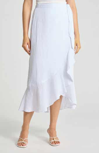 Zia Ruffle Trim Linen Wrap Skirt