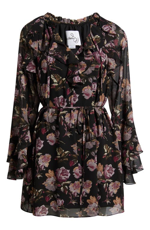 Sam Edelman Dark Rose Long Sleeve Minidress In Black