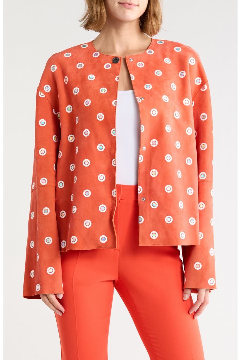 Dot Leather Jacket, Main, color, ORANGE