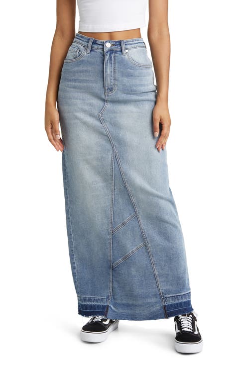 Release Hem Denim Maxi Skirt