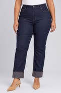 NYDJ Kasey High Waist Plaid Cuff Ankle Stovepipe Jeans