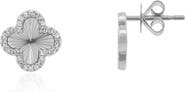 The Lovery Fine Jewelry Fluted Gold Diamond Clover Stud Earrings