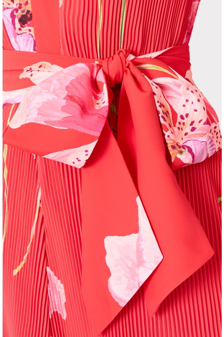 Liv Floral Long Sleeve Pleated Minidress, Alternate, color, RED MULTI