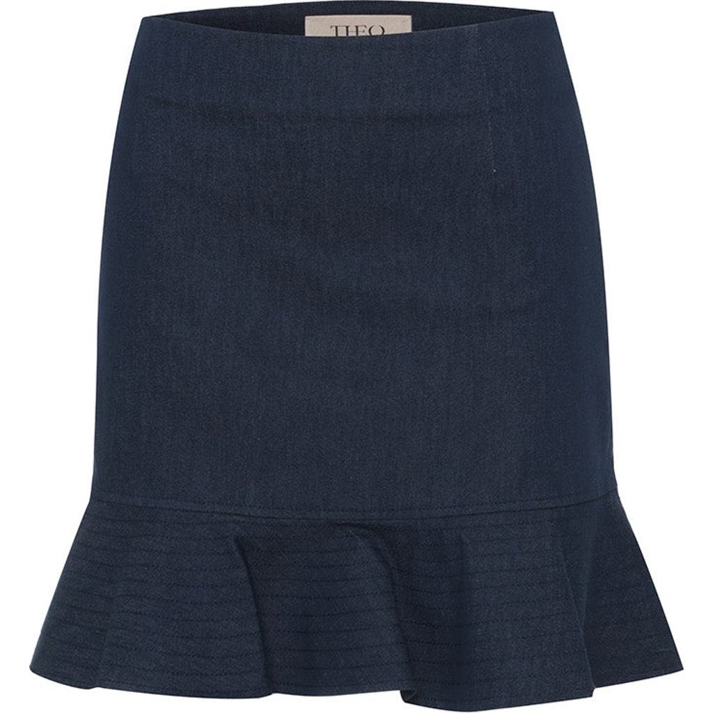 Theo The Label Women's Blue Demeter Denim Trapunto Hem Skirt In Denim