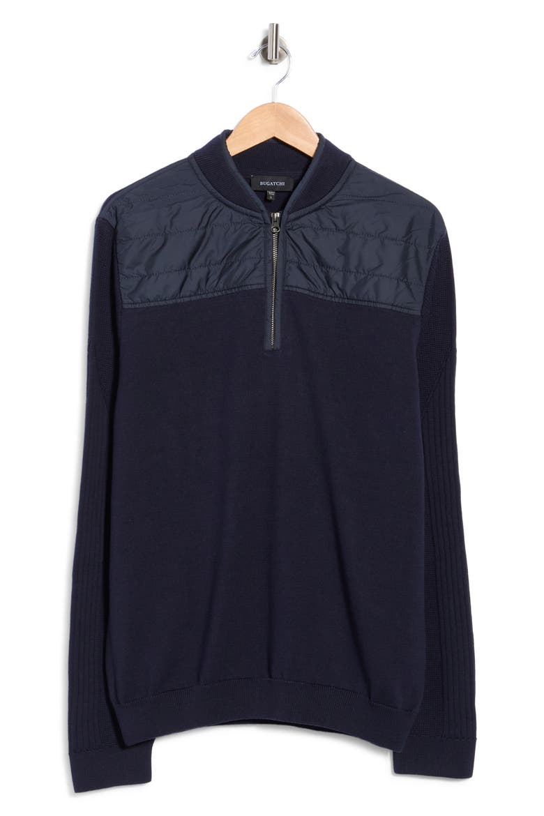 Mixed Media Pullover, Main, color, NAVY