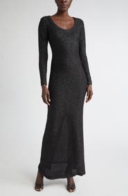 ST. JOHN Nicoline Long Sleeve Sequin Stretch Knit Gown