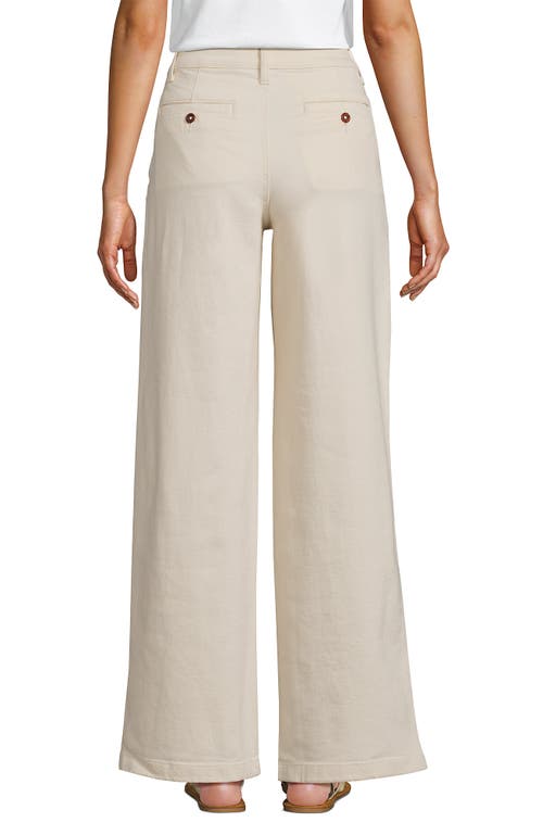 LANDS' END LANDS' END HIGH RISE SOFT DENIM PLEATED WIDE LEG TROUSERS