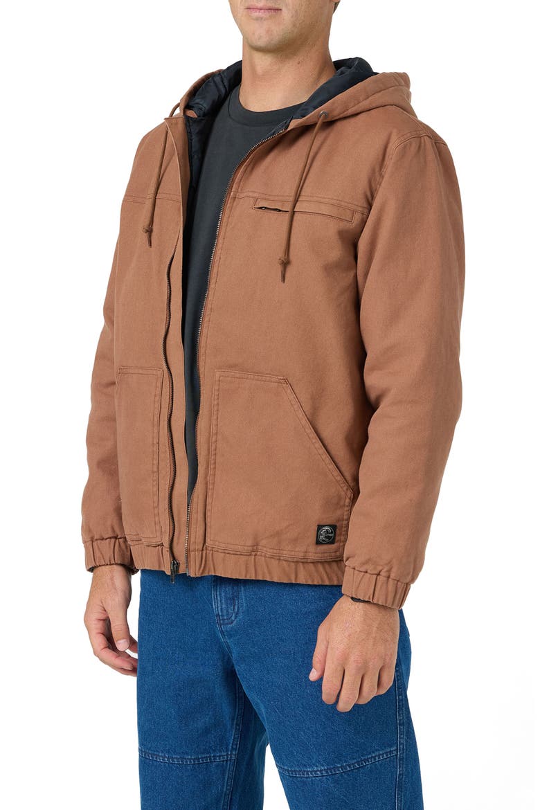 Workwear Hooded Cotton Jacket, Alternate, color, CAROB BROWN