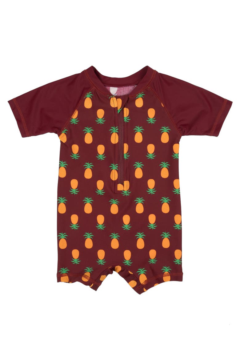 Baby One-Piece Rashguard, UPF 50+ Sun Protection Swimwear, Main, color, Pineapple